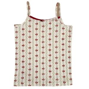 NWT Janie & Jack Red White Floral Rose Cotton Tank Top Camisole Girls 10-12